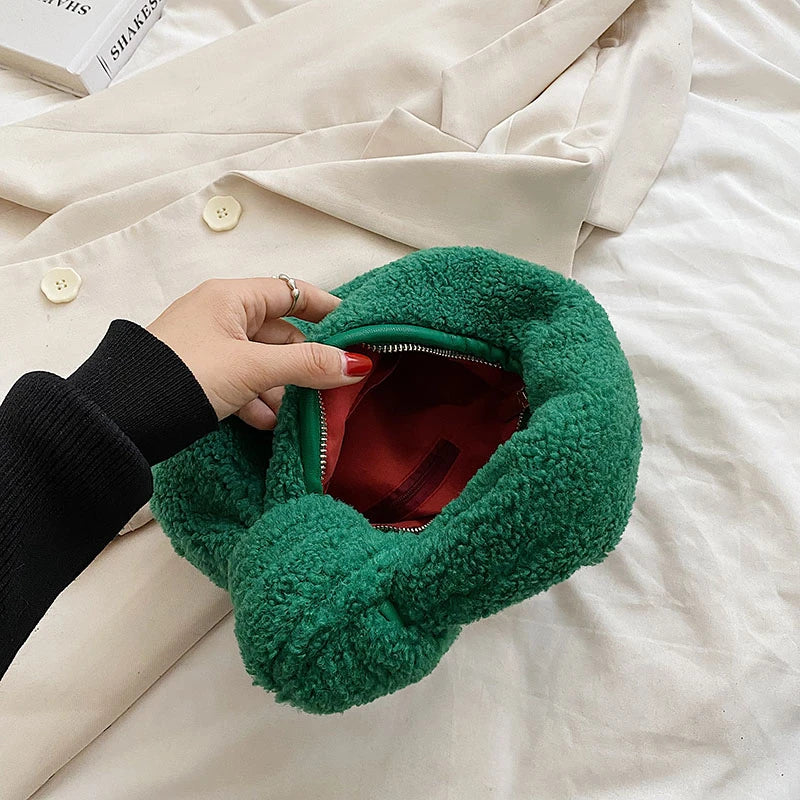 Winter Plush Handbag Purses Women Bag High Cloud Bags Sense of Ladies Dinner Bag