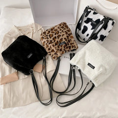Leopard Print Mini Bag Women Shoulder Bucket Bags Larger Capacity