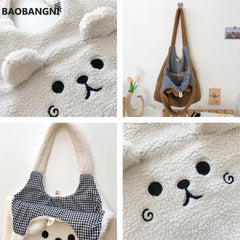Winter Soft Plush Tote Bag Women Lamb Hair Shoulder Bag