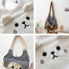 Winter Plush Tote Bag Women Lamb Hair Shoulder Bag