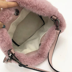 Winter Women Handbags Faux Mink Fur Plush Shoulder Bucket Bags