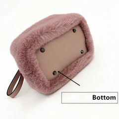 Winter Women Handbags Faux Mink Fur Plush Shoulder Bucket Bags