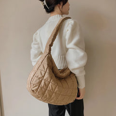 Winter Space Cotton Bag Plaid Pattern Handbag Female Tote Bags