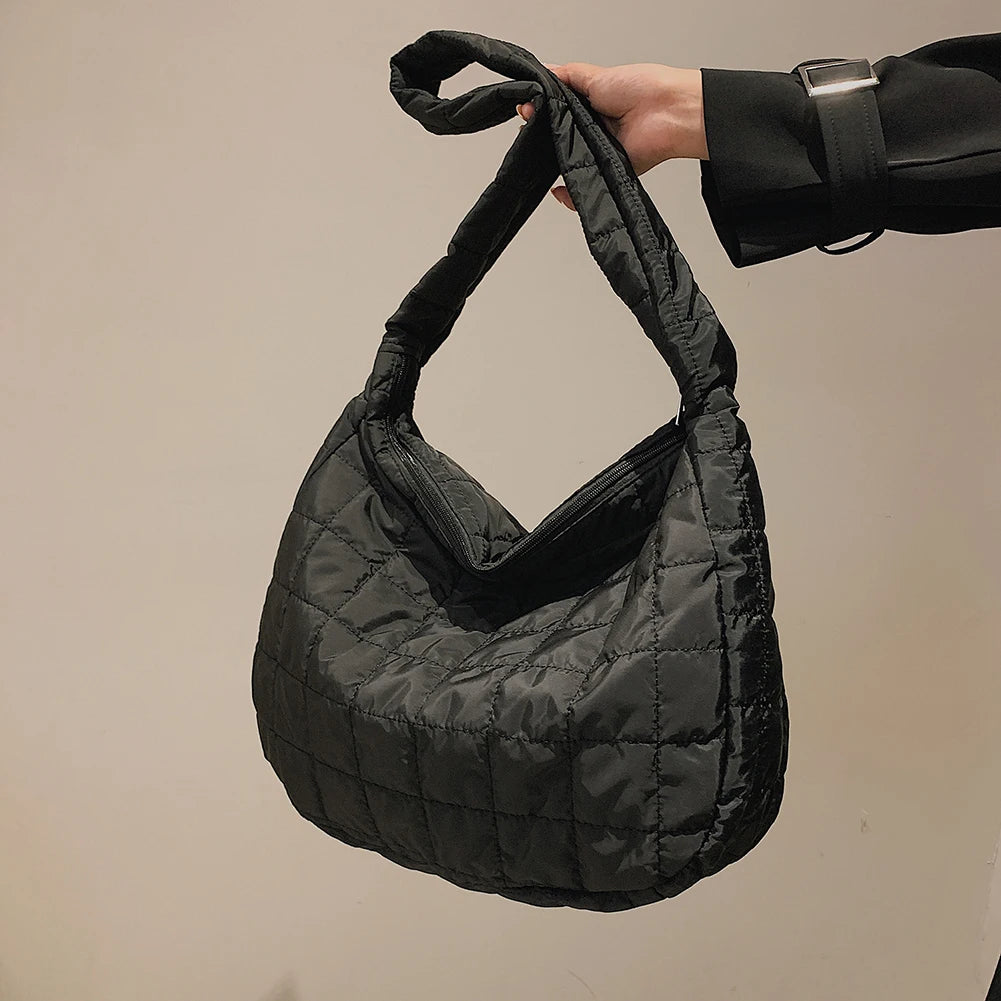 Winter Space Cotton Bag Plaid Pattern Handbag Female Tote Bags