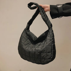 Winter Space Cotton Bag Plaid Pattern Handbag Female Tote Bags
