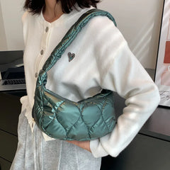 Winter Space Shoulder Bag Soft Down Cotton Underarm Bags For Women