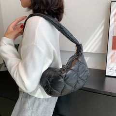 Winter Space Shoulder Bag Soft Down Cotton Underarm Bags For Women