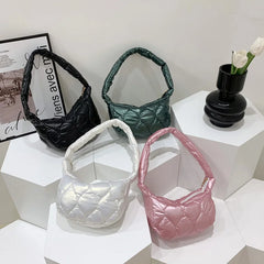 Winter Space Shoulder Bag Soft Down Cotton Underarm Bags For Women