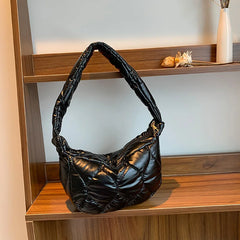 Winter Space Shoulder Bag Soft Down Cotton Underarm Bags For Women