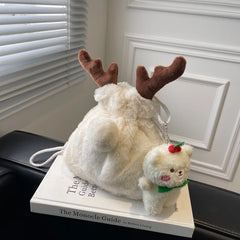 Christmas Elk Horn Plush Shoulder Bag