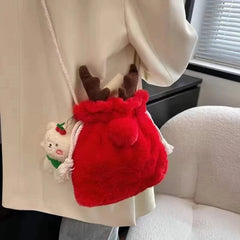 Christmas Elk Horn Plush Shoulder Bag