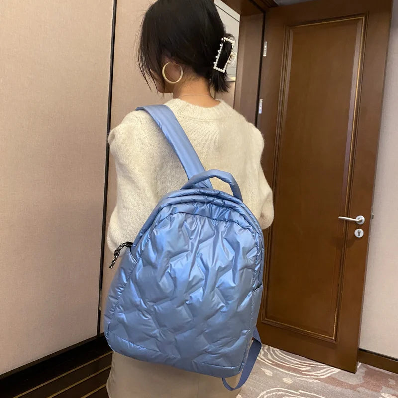 Winter Women Space Pad Tote Backpack Large School Packbag