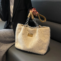 Winter Women Woolen Chain Crossbody Shoulder Bags Handbag Totes Satchel Purse