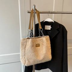 Winter Women Woolen Chain Crossbody Shoulder Bags Handbag Totes Satchel Purse
