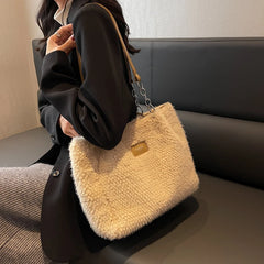 Winter Women Woolen Chain Crossbody Shoulder Bags Handbag Totes Satchel Purse