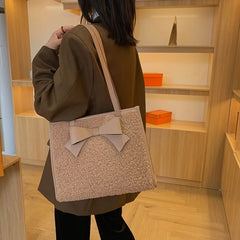 Winter Women's Plush Shoulder Bag High PU Leather Ladies Handbag
