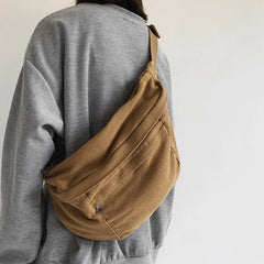 Large Capacity Canvas Waist Bag Unisex Fanny Pack Street Chest Bag