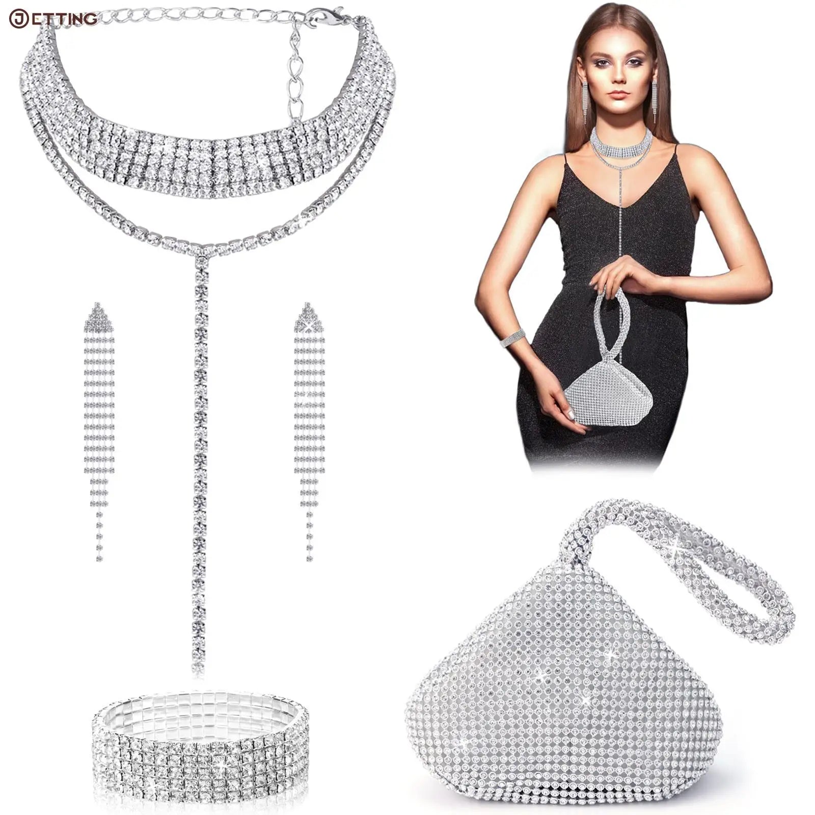 Crystal Lady Wallet Wedding Purse Party Clutch Silver Handbag