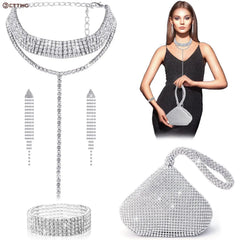 Crystal Lady Wallet Wedding Purse Party Clutch Silver Handbag