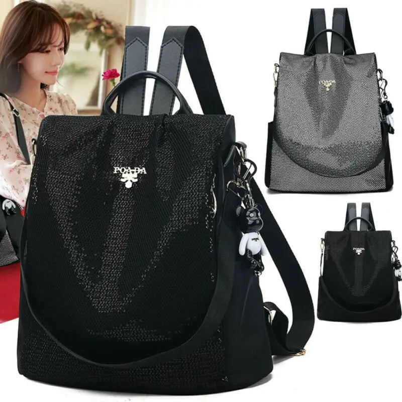 Women Backpack Anti-theft Waterproof Sequins Travel Rucksack