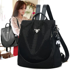 Women Backpack Anti-theft Waterproof Sequins Travel Rucksack