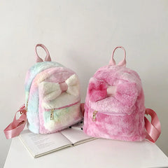 Plush Bow Backpack for Women Girls