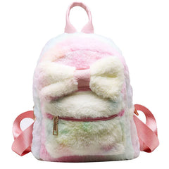 Plush Bow Backpack for Women Girls