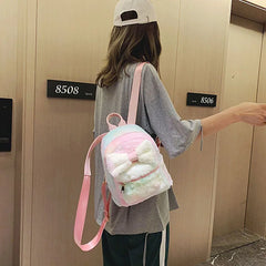 Plush Bow Backpack for Women Girls
