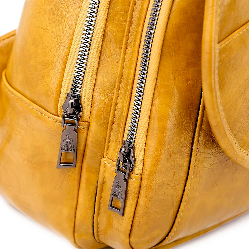 Women Leather Backpack High Shoulder Bag Girls School Travel Mochila