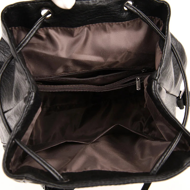 Women Backpack Soft Pu Leather Student Backpack Leisure Ladies
