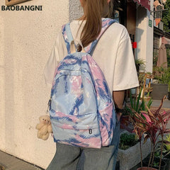 Tie Dye Women Backpack School Bag Teenage Girl Travel Bag