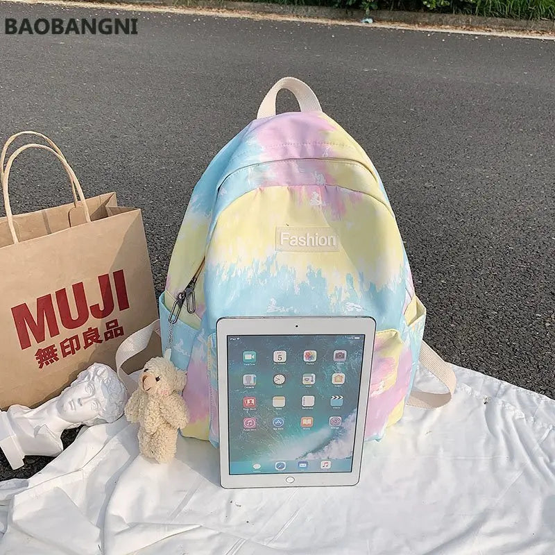 Tie Dye Women Backpack School Bag Teenage Girl Travel Bag