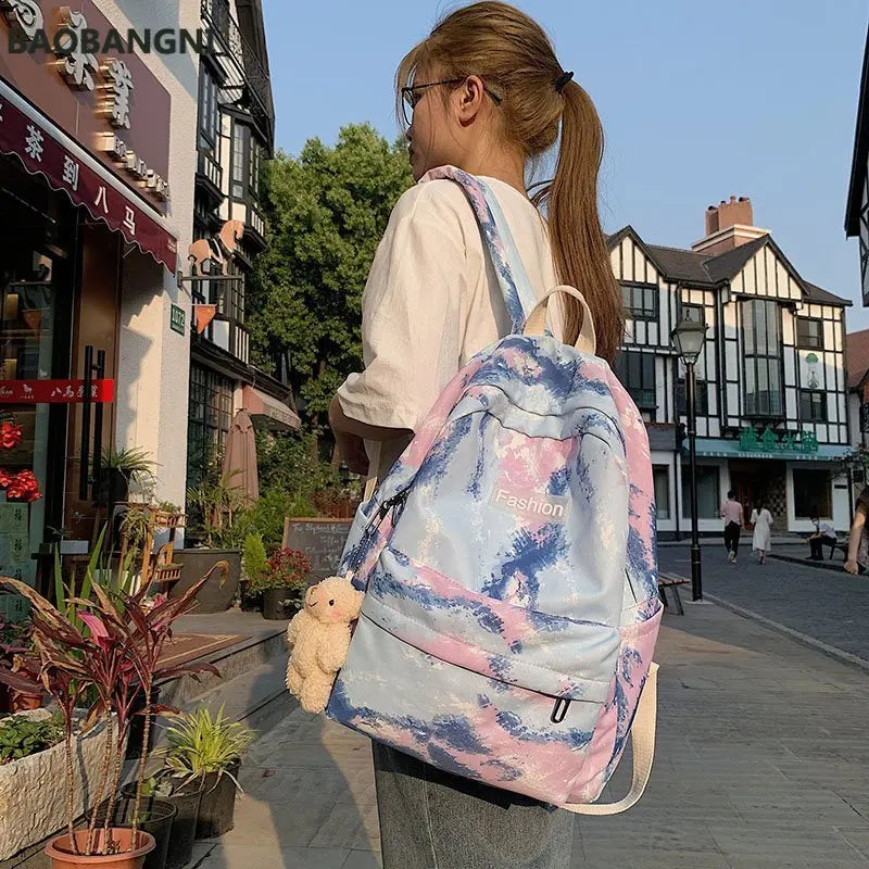 Tie Dye Women Backpack School Bag Teenage Girl Travel Bag