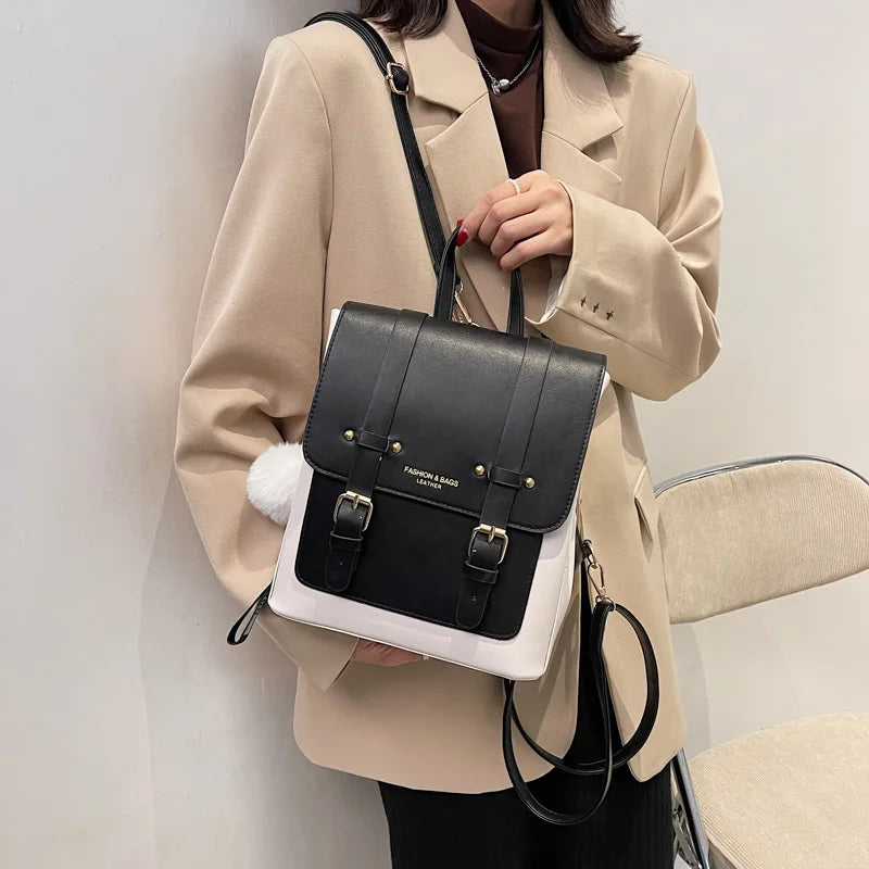 Women Leather Travel Backpack Small School Bags for Teenage Girls