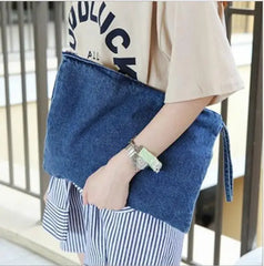 Women Denim Canvas Clutch Handbag Lady Casual Bolsa Summer Spring