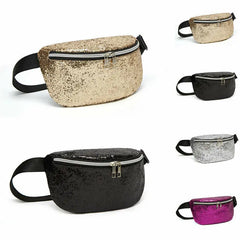Women Glitter Belt Waist Bag - Zipper Travel Fanny Pack