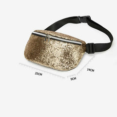 Women Glitter Belt Waist Bag - Zipper Travel Fanny Pack