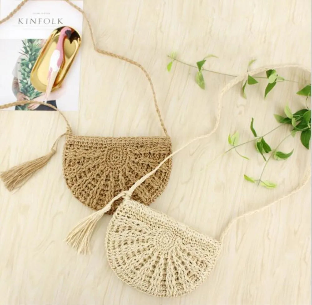 Women Bag Straw Rattan Crossbody Bag Lovely Messenger Shoulder Bag