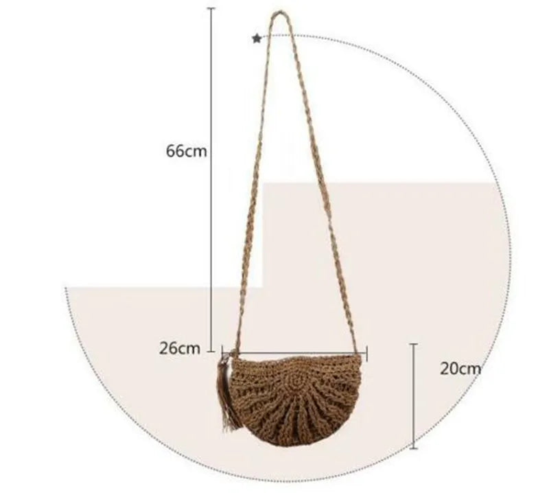 Women Bag Straw Rattan Crossbody Bag Lovely Messenger Shoulder Bag