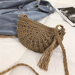 Women Bag Straw Rattan Crossbody Bag Lovely Messenger Shoulder Bag
