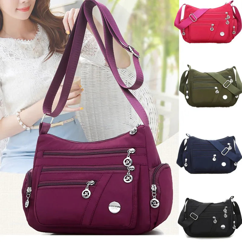 Women's Waterproof Nylon Messenger Bag Crossbody Shoulder Bag