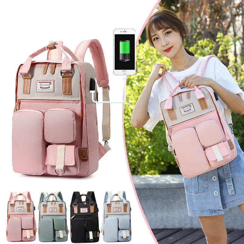 Nylon Backpack Travel Student School Bag Laptop Male Female Book Bags
