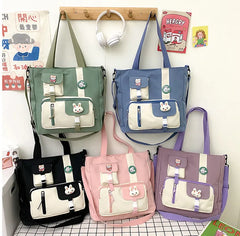 Women Canvas Bag Large Capacity Girls Portables Schoolbag Shoulder Pouch