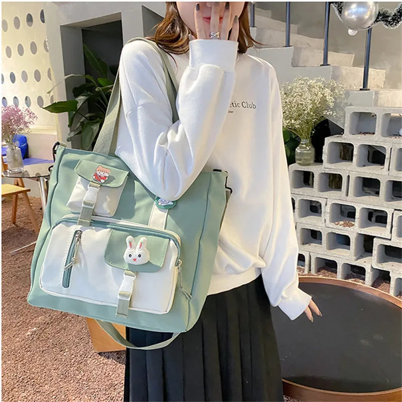 Women Canvas Bag Large Capacity Girls Portables Schoolbag Shoulder Pouch