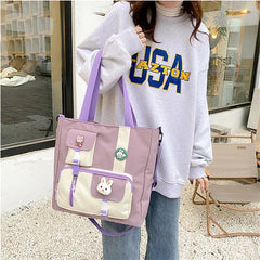 Women Canvas Bag Large Capacity Girls Portables Schoolbag Shoulder Pouch