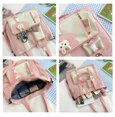 Women Canvas Bag Large Capacity Girls Portables Schoolbag Shoulder Pouch