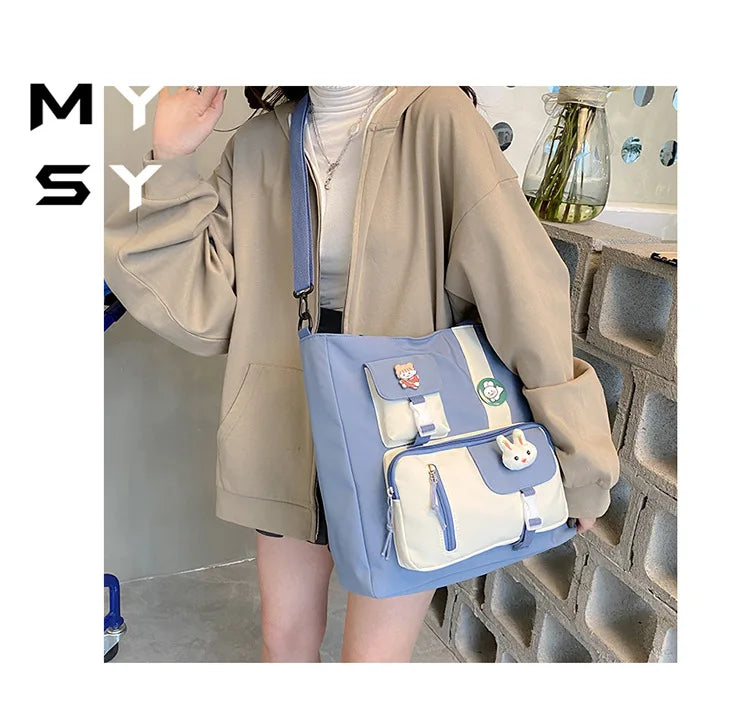 Women Canvas Bag Large Capacity Girls Portables Schoolbag Shoulder Pouch