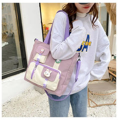 Women Canvas Bag Large Capacity Girls Portables Schoolbag Shoulder Pouch