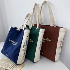 London Letter Print Canvas Shoulder Bag for Girls