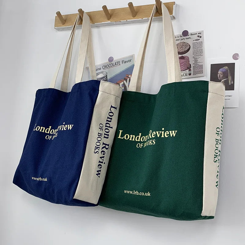 London Letter Print Canvas Shoulder Bag for Girls